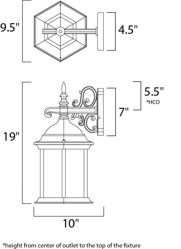 Builder Cast Outdoor Wall Mount dimensions diagram