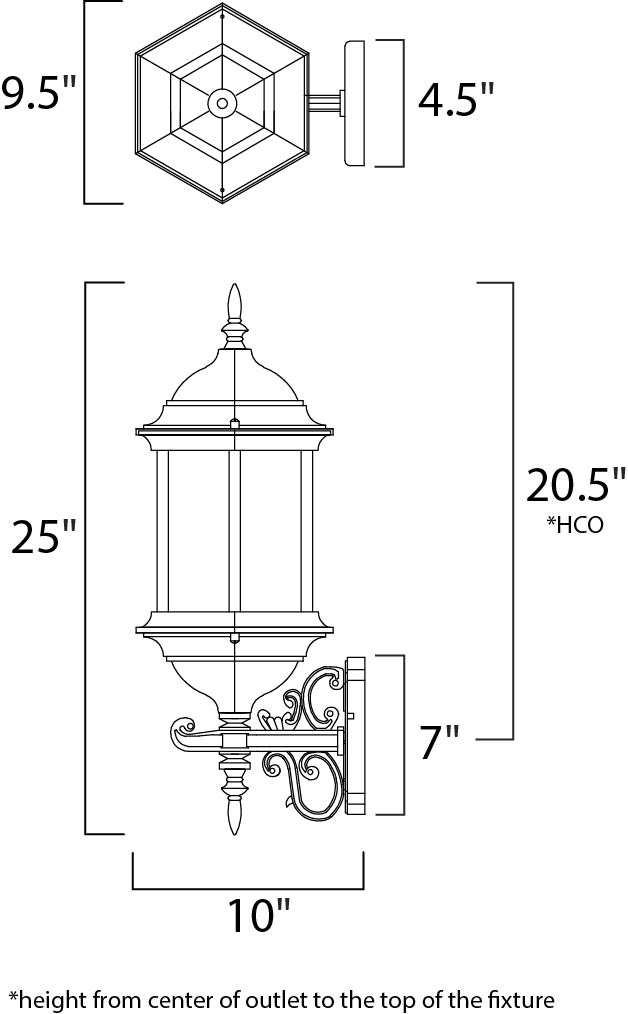 Builder Cast Outdoor Wall Mount dimensions diagram