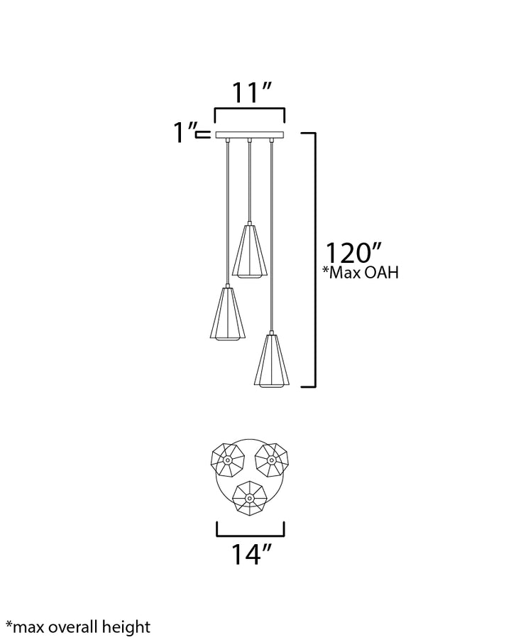 Rizzo Pendant dimensions diagram