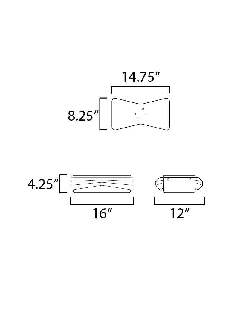 Rizzo 2-Light Flush Mount dimensions diagram