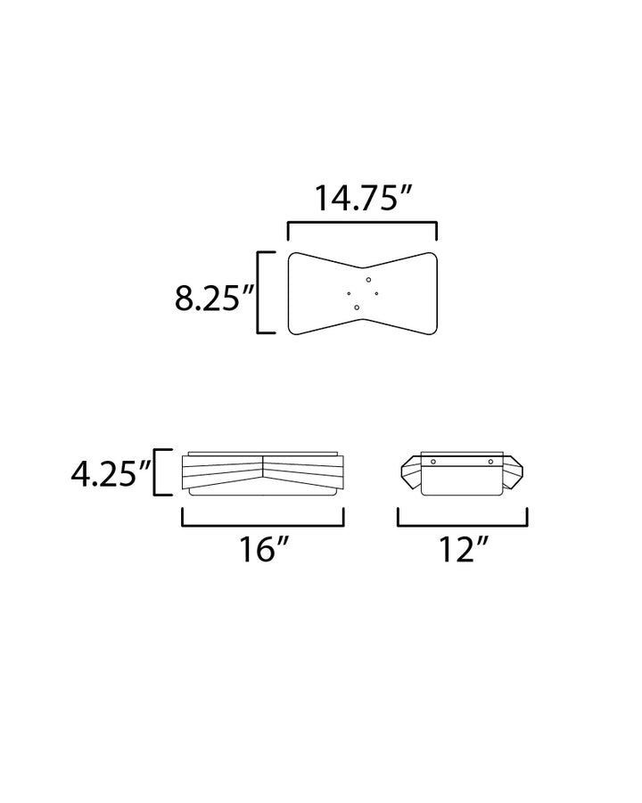 Rizzo 2-Light Flush Mount dimensions diagram