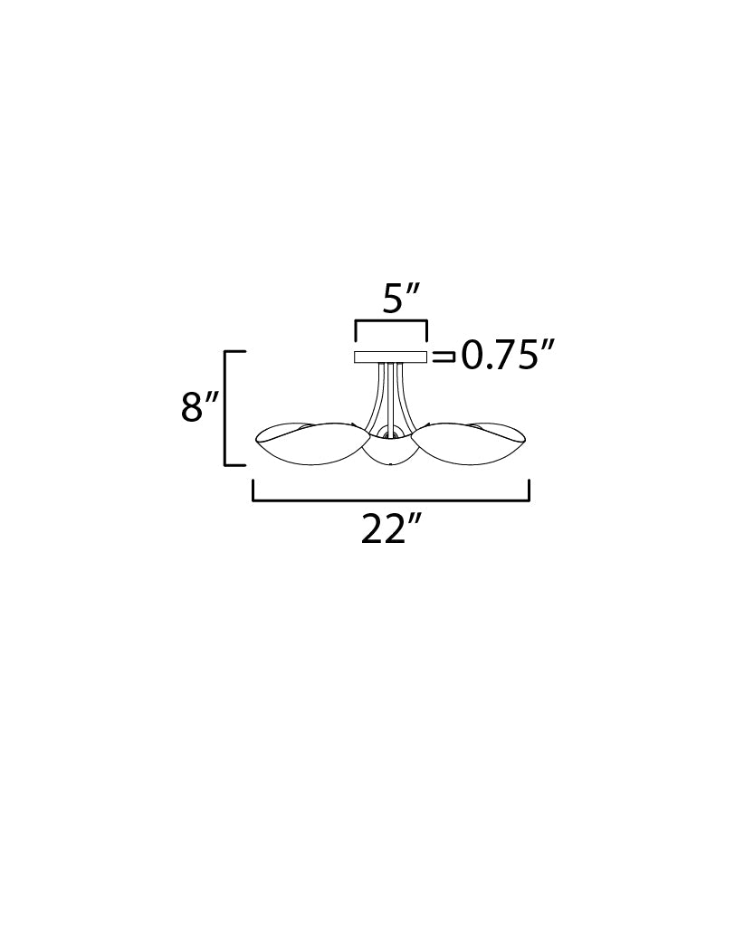 Maris 3-Light Semi Flush dimensions diagram