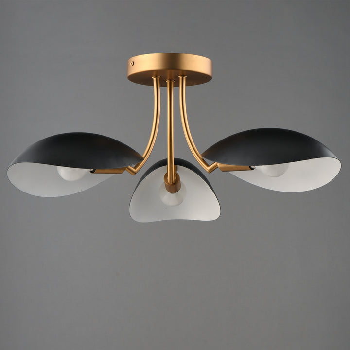 Maris 3-Light Semi Flush Black / Natural Aged Brass alternate view