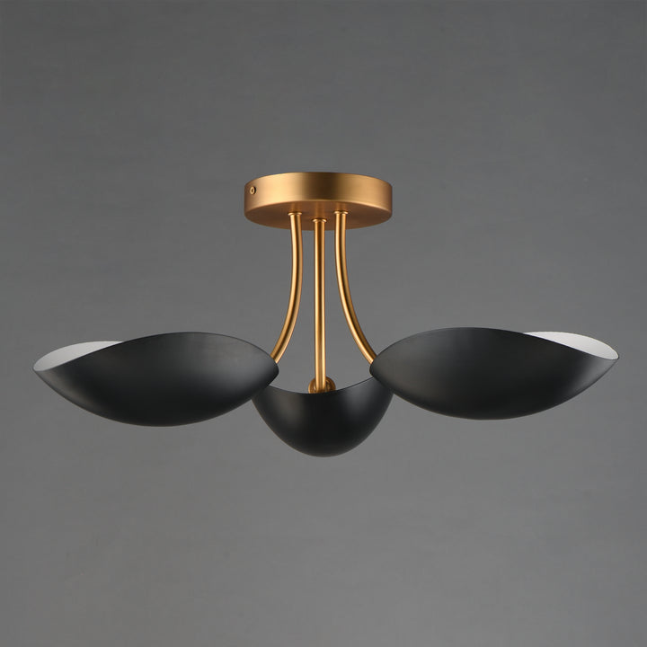 Maris 3-Light Semi Flush Black / Natural Aged Brass alternate view
