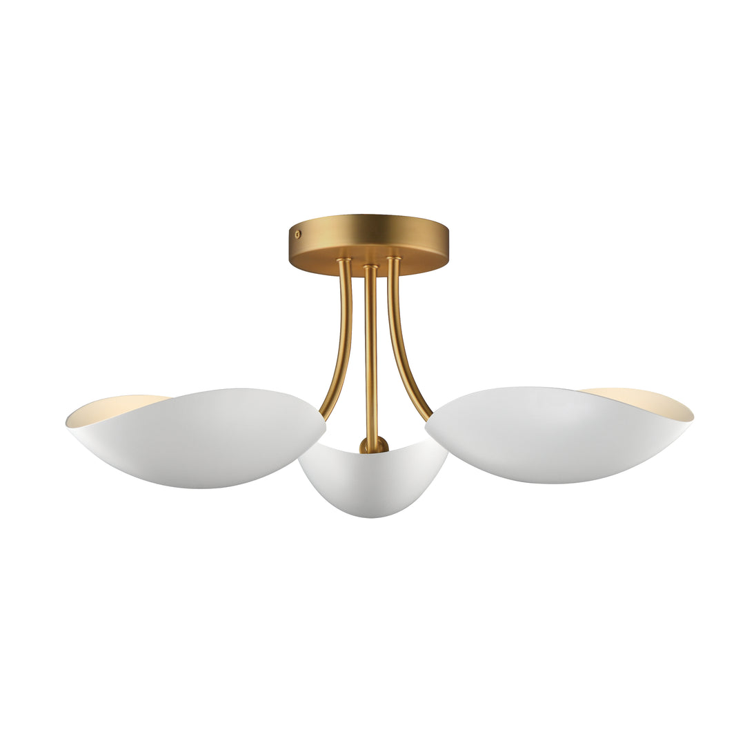 Maris 3-Light Semi Flush White / Natural Aged Brass