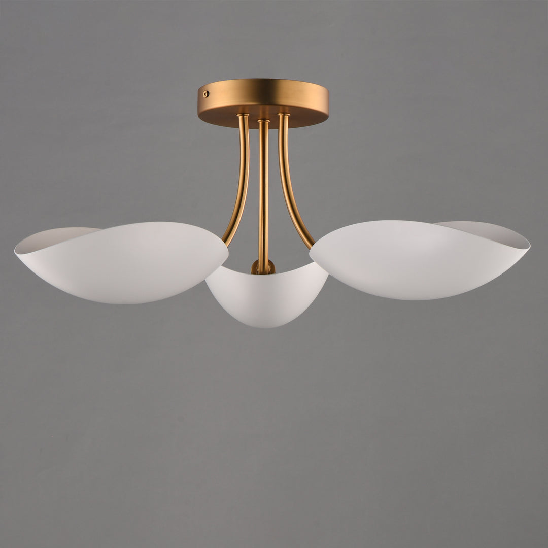 Maris 3-Light Semi Flush White / Natural Aged Brass alternate view