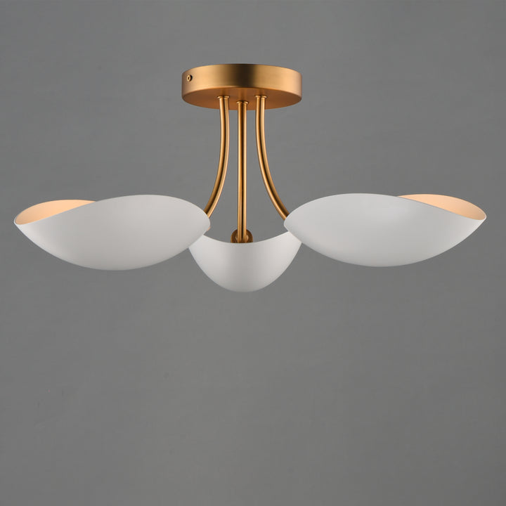 Maris 3-Light Semi Flush White / Natural Aged Brass alternate view