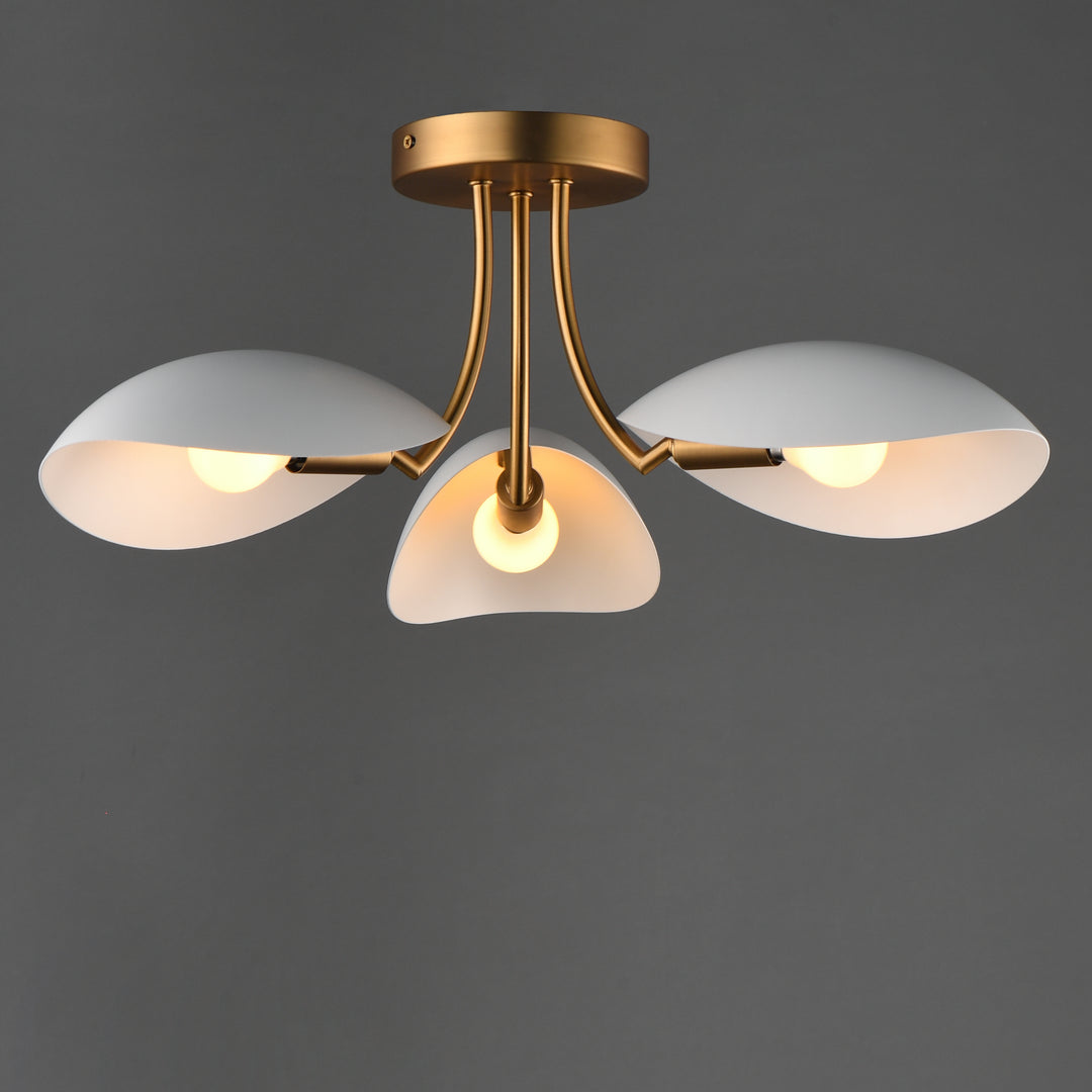 Maris 3-Light Semi Flush White / Natural Aged Brass alternate view