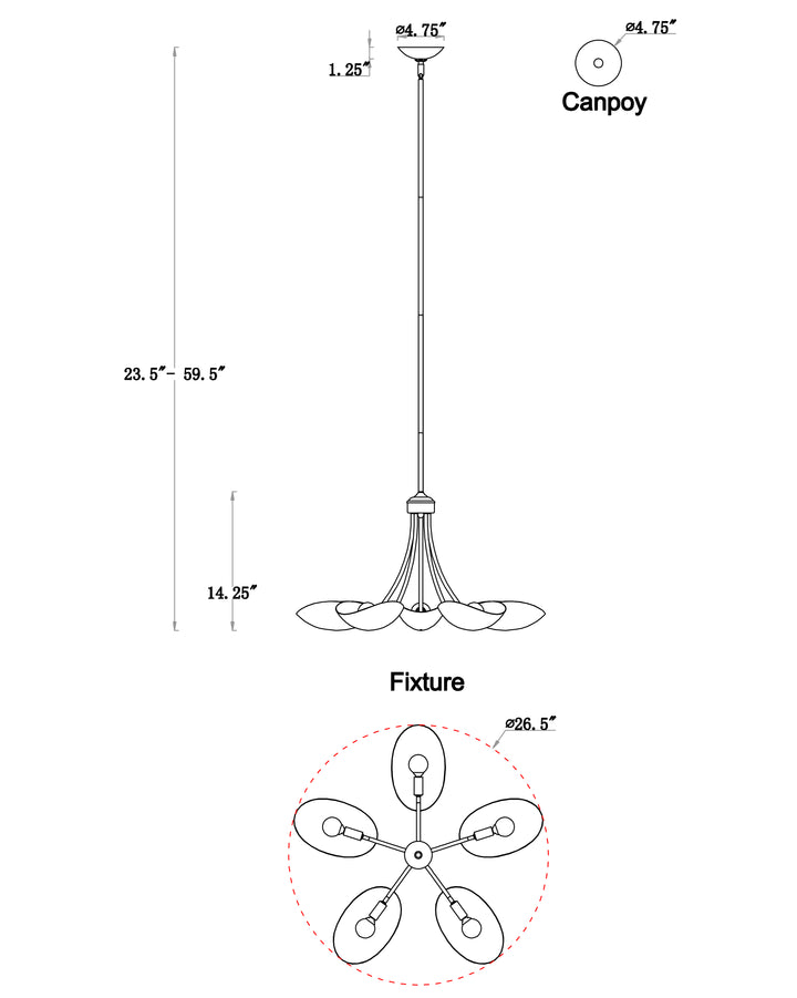 Maris Chandelier dimensions diagram
