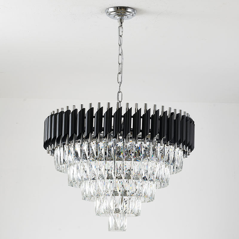 Rectangular Frame Chandelier with Clear Hanging Crystals by Bethel - view 13