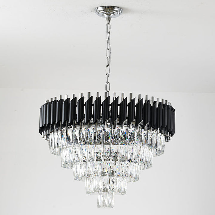 Rectangular Frame Chandelier with Clear Hanging Crystals by Bethel - view 13