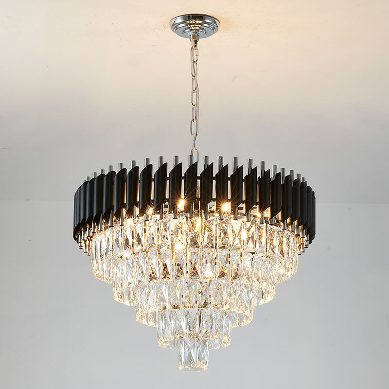 Rectangular Frame Chandelier with Clear Hanging Crystals by Bethel - view 14