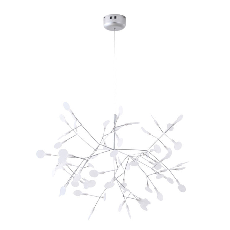 Frame LED Petal Chandelier with Frosted Acrylic Diffusers in Silver by Bethel