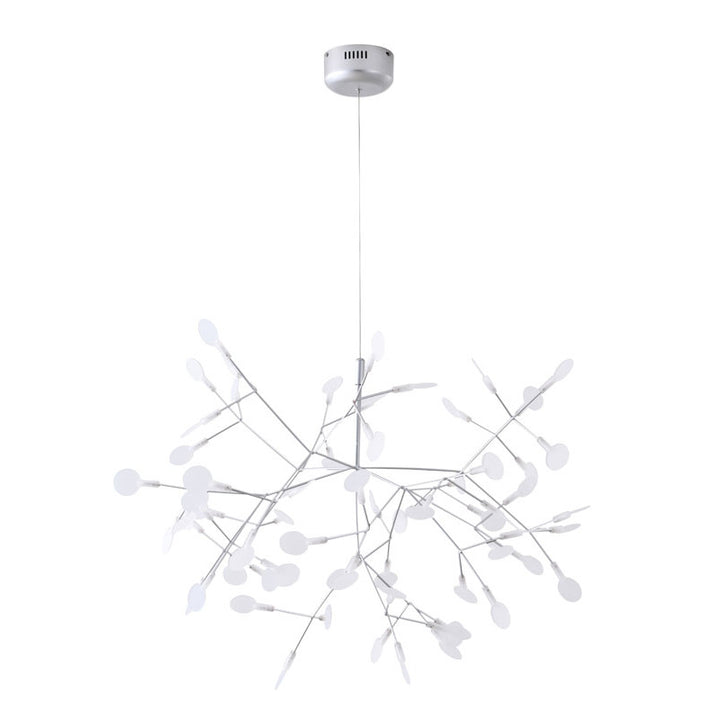 Frame LED Petal Chandelier with Frosted Acrylic Diffusers in Silver by Bethel