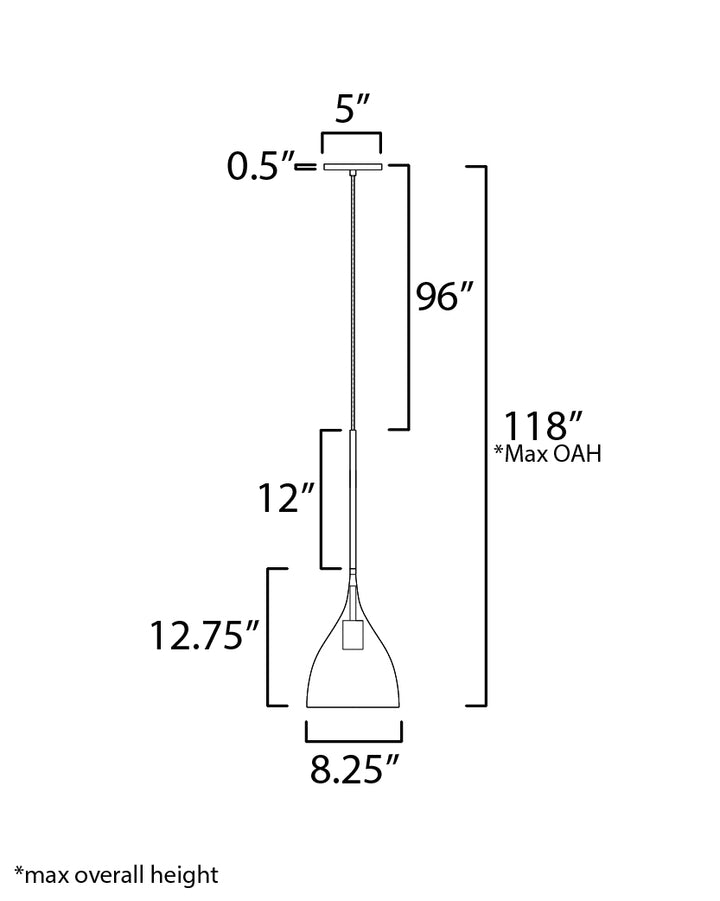 Fleur 1-Light Mini Pendant dimensions diagram