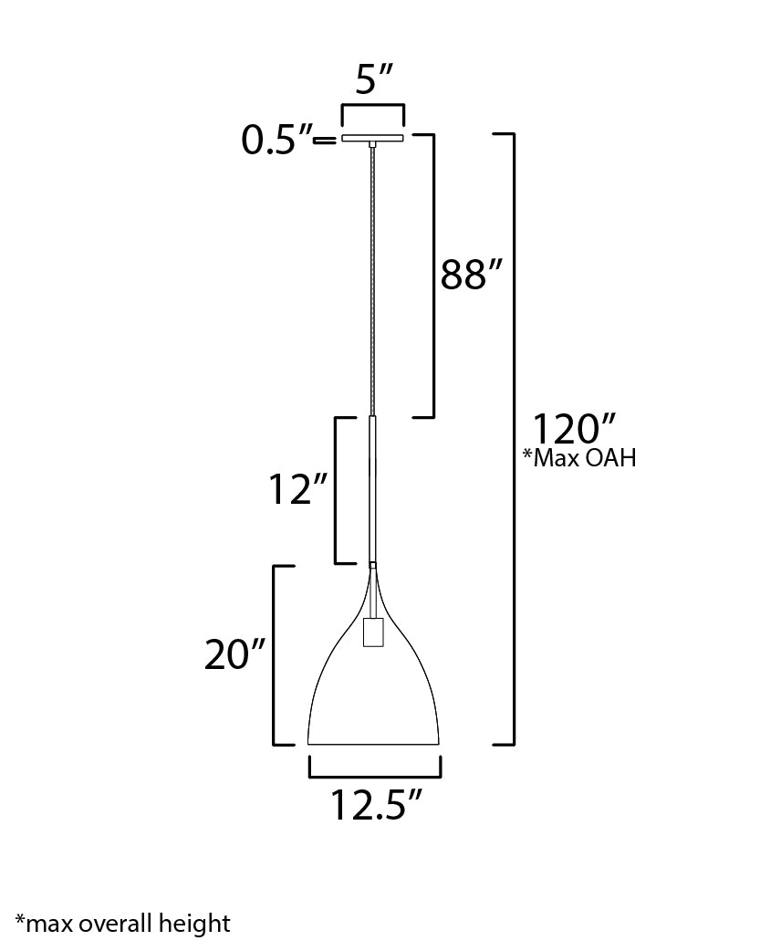 Fleur Small 1-Light Pendant dimensions diagram