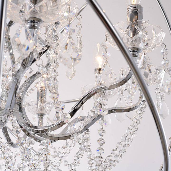 Cage Chandelier with Clear Hanging Crystals by Bethel - view 14
