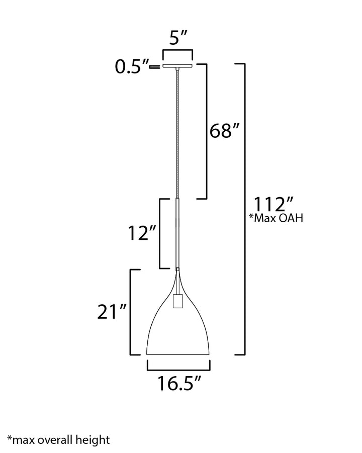 Fleur 1-Light Pendant dimensions diagram