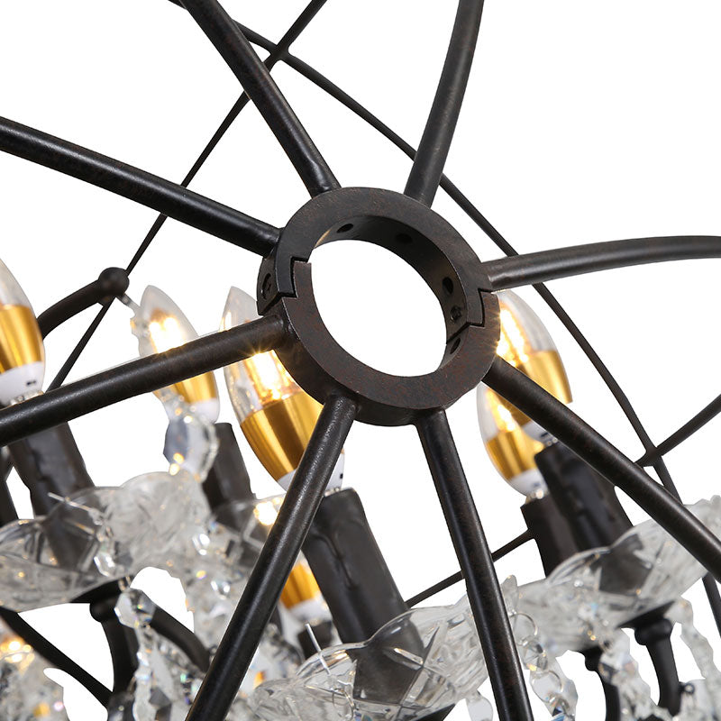 Cage Chandelier with Clear Hanging Crystals by Bethel - view 9