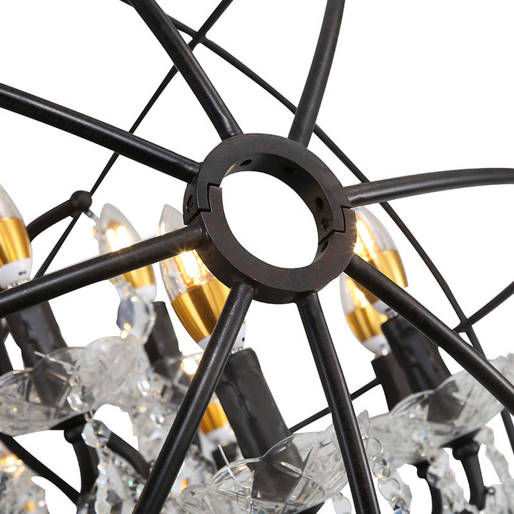 Cage Chandelier with Clear Hanging Crystals by Bethel - view 9
