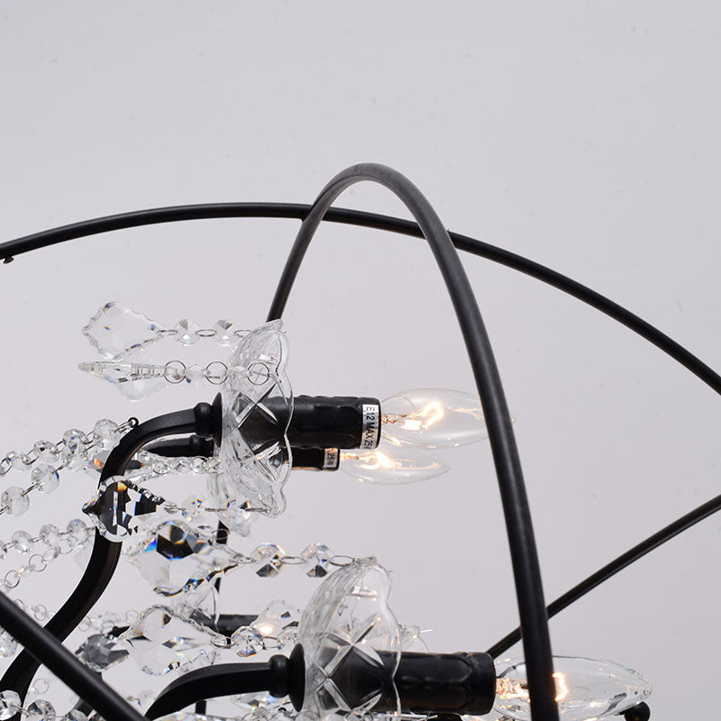 Cage Chandelier with Clear Hanging Crystals by Bethel - view 10