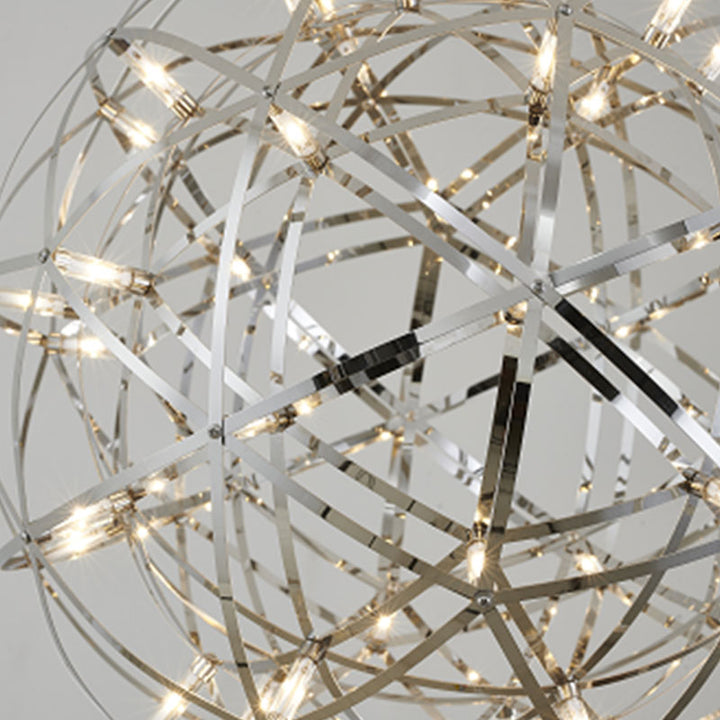 Round Metal Frame LED Ceiling Fixture with LED Star Lights in Chrome by Bethel