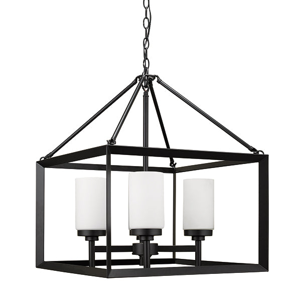 Heartland Pendant in Black with Opal Glass by Russell