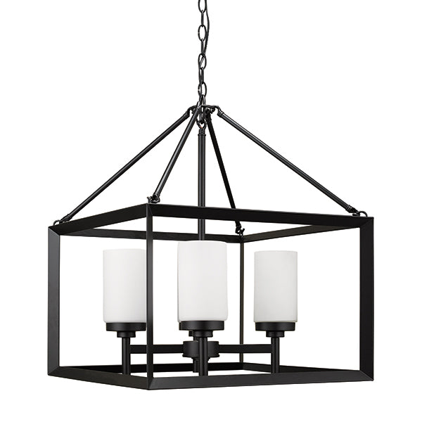 Heartland Pendant in Black with Opal Glass by Russell