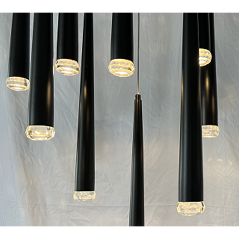Black Cascade Hanging Pendant Chandelier with Clear Crystal Diffusers by Bethel