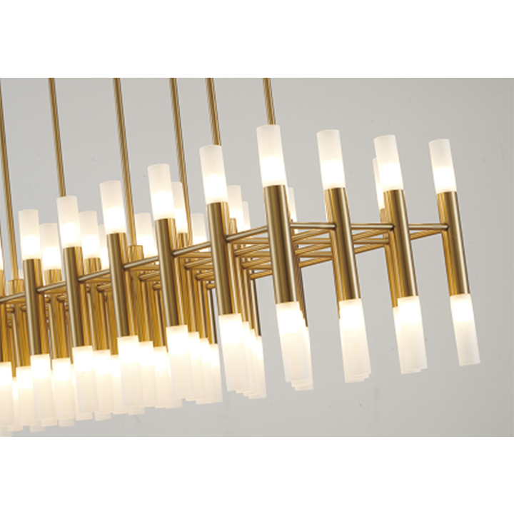 Gold Frame Chandelier with Frosted Glass Tubes by Bethel