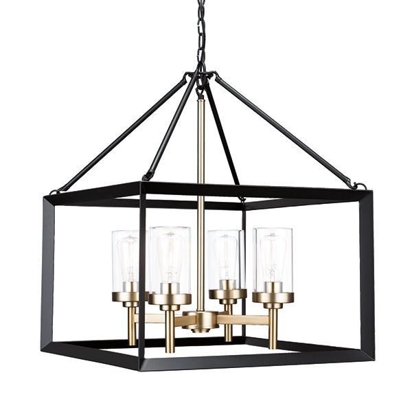 Heartland Pendant in Black and Soft Gold with Clear Glass by Russell