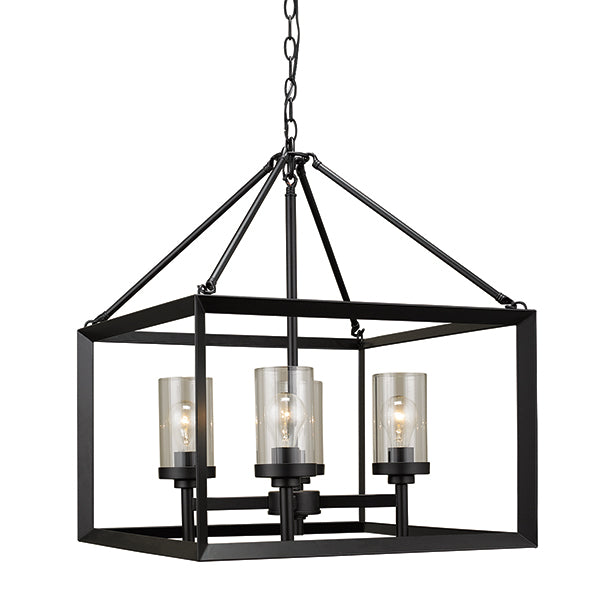 Heartland Pendant in Black with Clear Glass by Russell