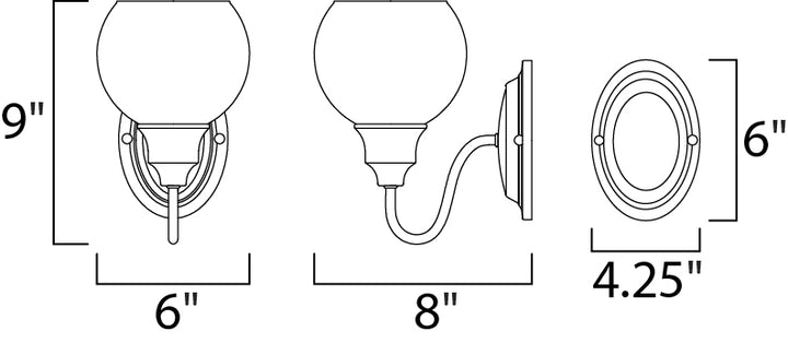 Ballord 1-Light Wall Sconce dimensions diagram
