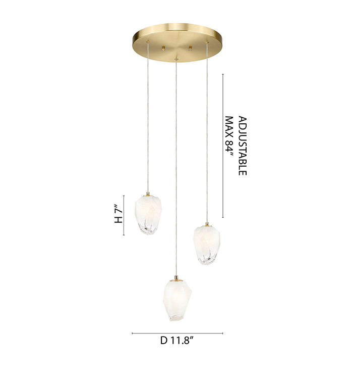 Round Frame Chandelier with Glass Hanging Pendants by Bethel - view 6
