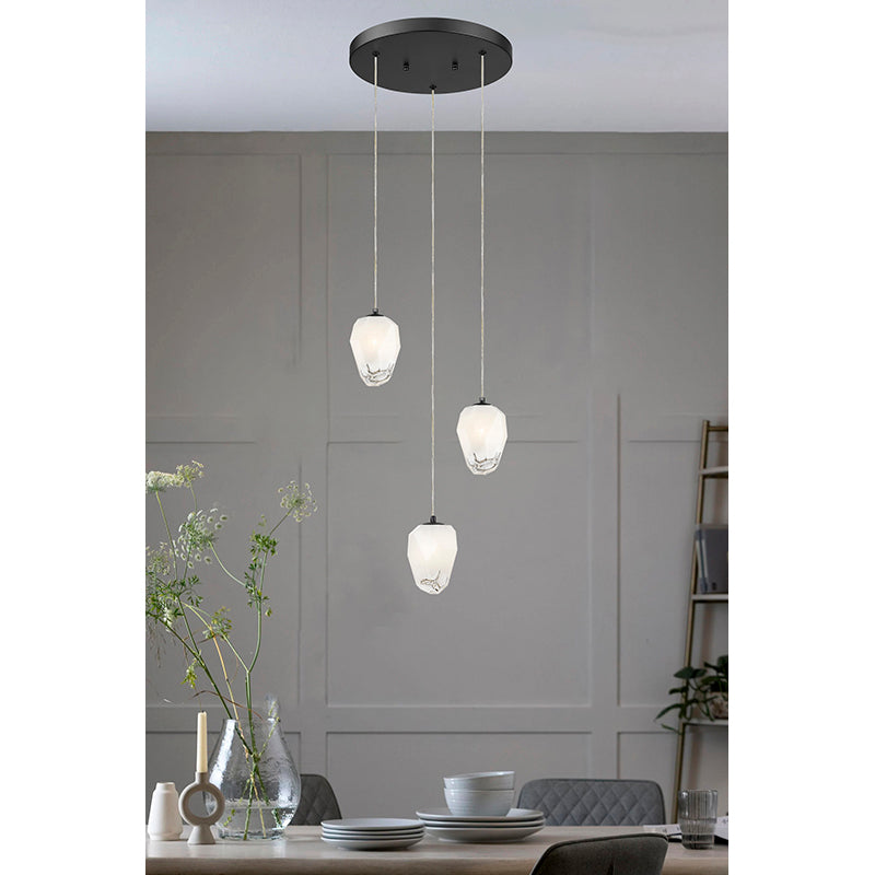 Round Frame Chandelier with Glass Hanging Pendants by Bethel - view 2