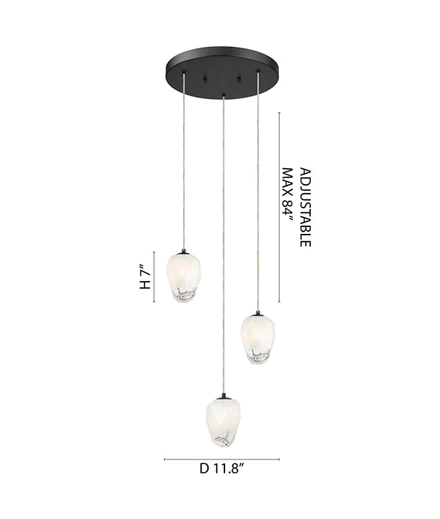 Round Frame Chandelier with Glass Hanging Pendants by Bethel - view 3