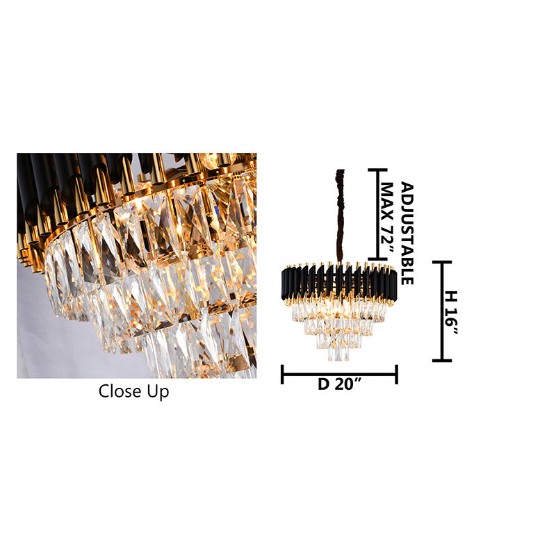 Rectangular Frame Chandelier with Clear Hanging Crystals by Bethel - view 2