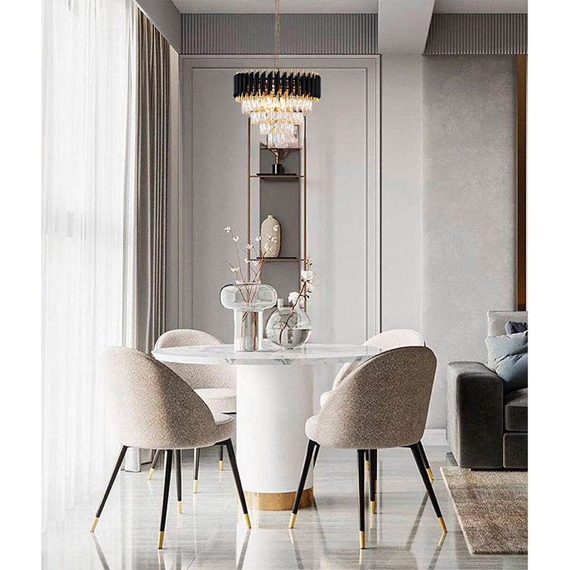 Rectangular Frame Chandelier with Clear Hanging Crystals by Bethel - view 3