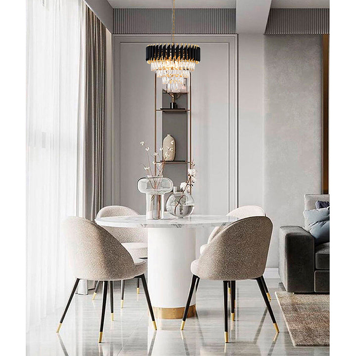 Rectangular Frame Chandelier with Clear Hanging Crystals by Bethel - view 3