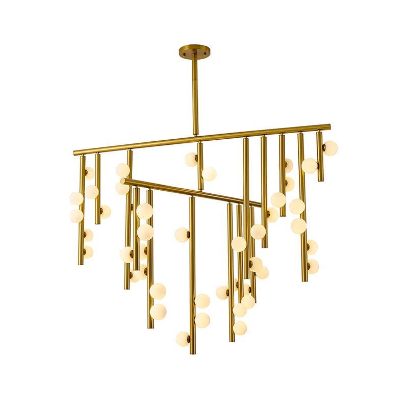 Glass Chandelier (WG01) in Satin Brass by Bethel
