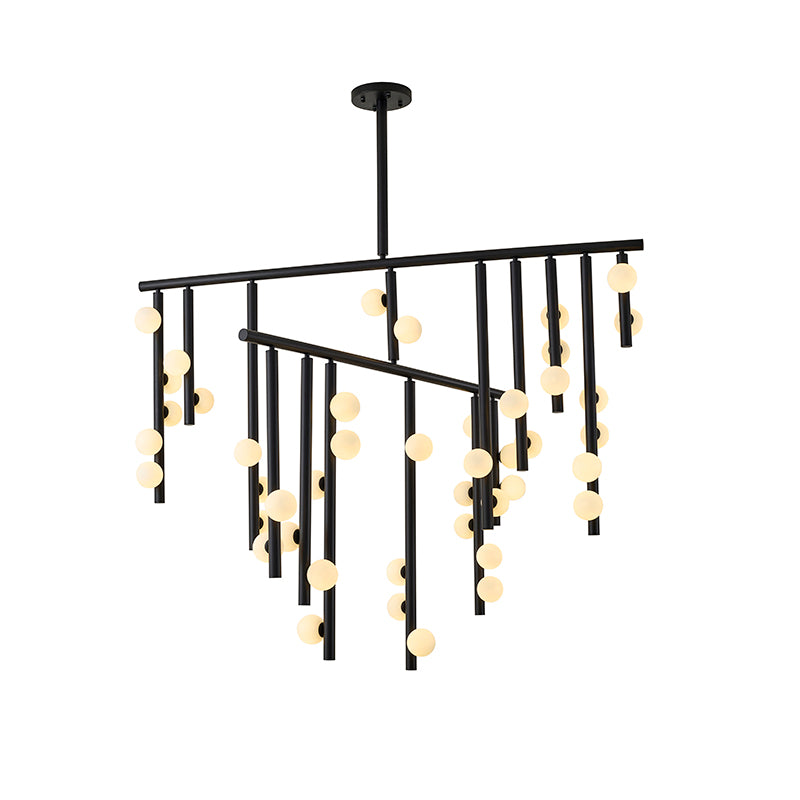 Glass Chandelier (WG01) in Matte Black by Bethel