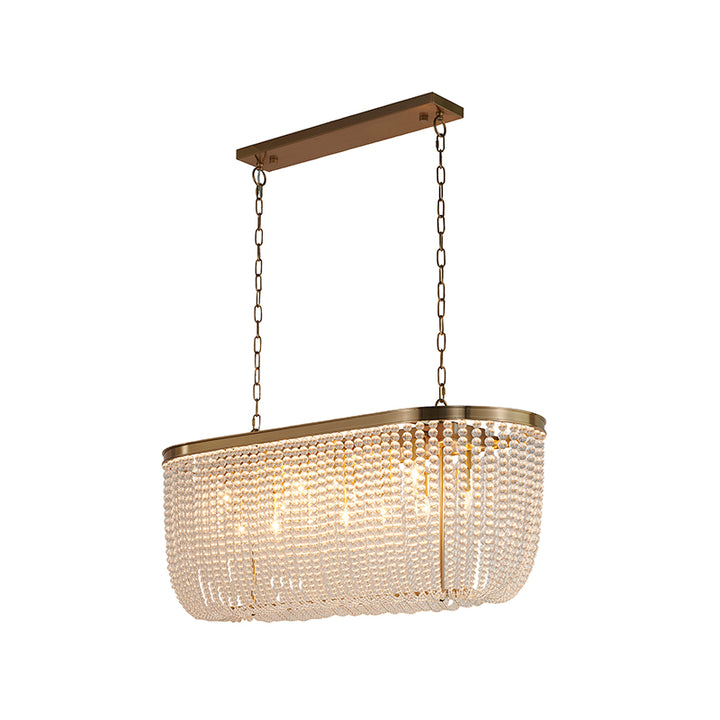 Oval Frame Chandelier with Clear Hanging Crystal Beads in Gold by Bethel