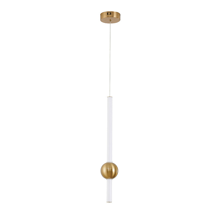 Gold Frame LED Pendant Light with White Glass Shade by Bethel
