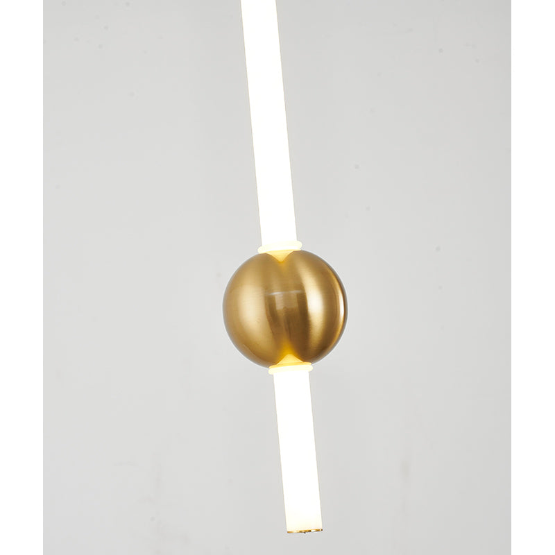 Gold Frame LED Pendant Light with White Glass Shade by Bethel - view 2