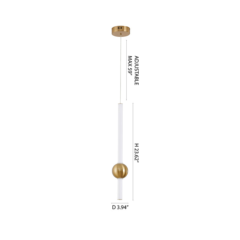 Gold Frame LED Pendant Light with White Glass Shade by Bethel - view 3