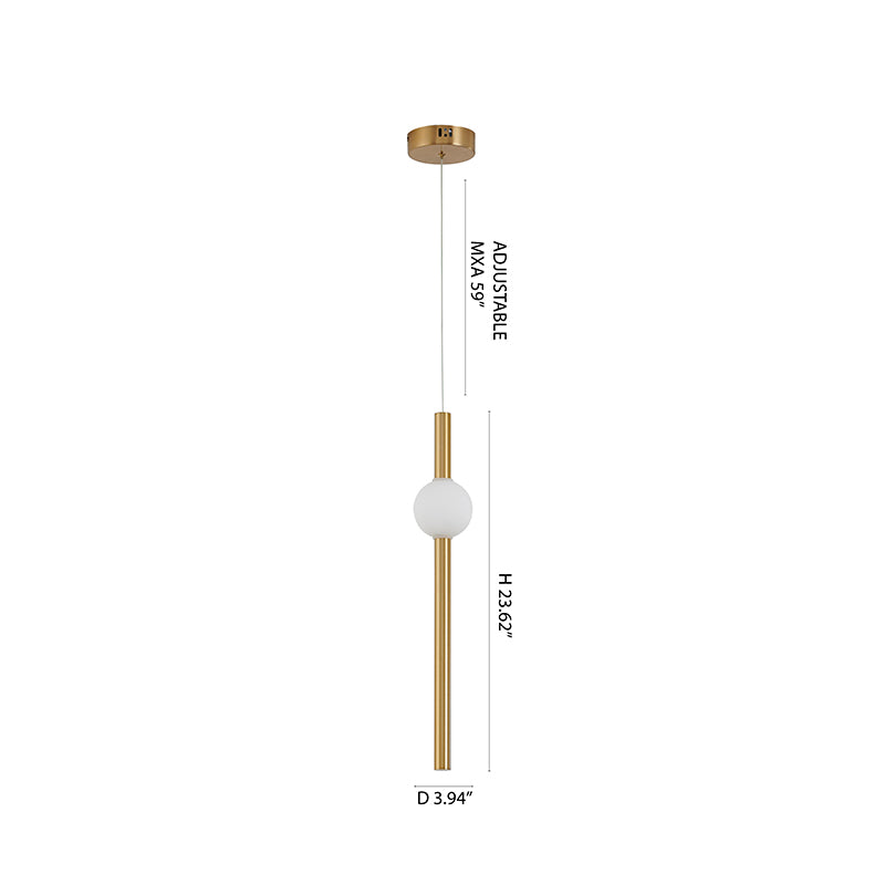 Gold Frame LED Pendant Light with White Acrylic Shade by Bethel - view 3