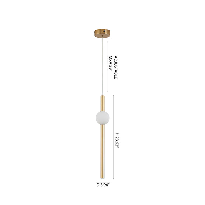 Gold Frame LED Pendant Light with White Acrylic Shade by Bethel - view 3