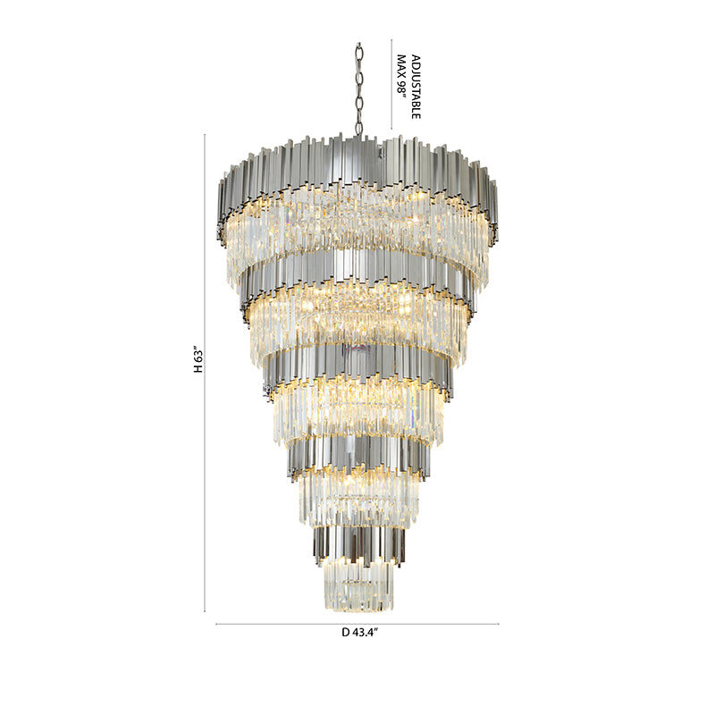 Five Tier Frame Chandelier with Clear Hanging Crystals (MU66) by Bethel - view 20