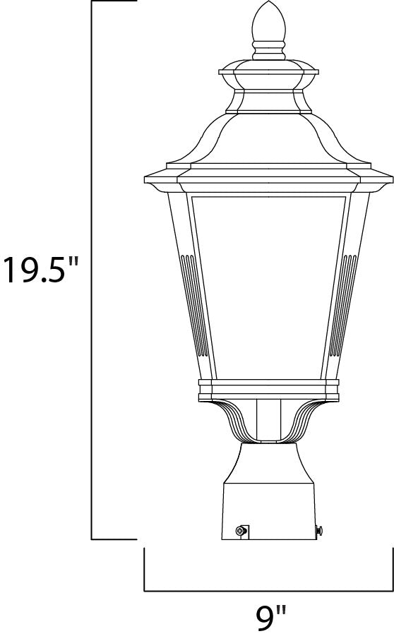 Knoxville 1-Light Outdoor Pole/Post Lantern dimensions diagram