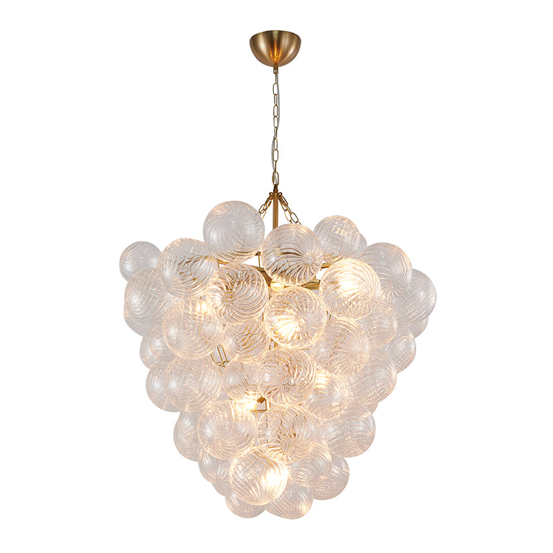 Frame Chandelier with Clear Swirl Glass Shades, 32", by Bethel